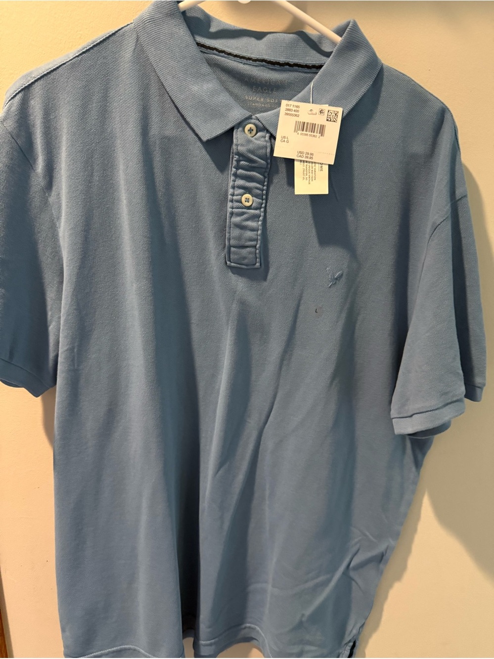 Men's American Eagle Light Blue Polo Shirt - Classic Short Sleeve